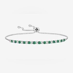 Emerald Gemstone Sterling Silver Bolo Bracelet